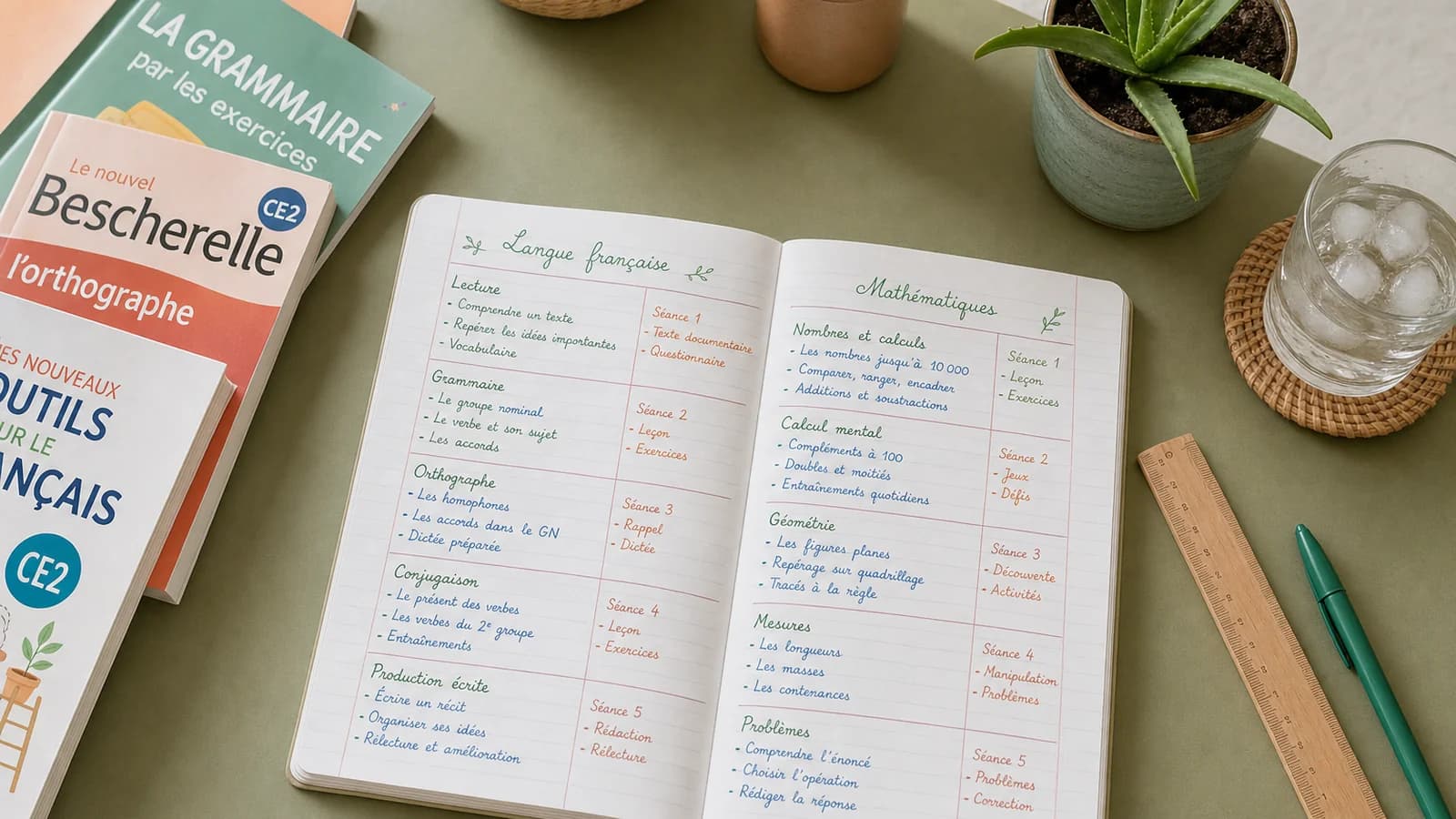 Programmation annuelle CE2 : français + maths posés