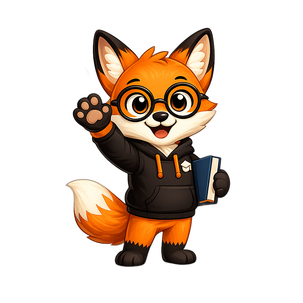 Ren, le renard d’Iniprof, tient un livre