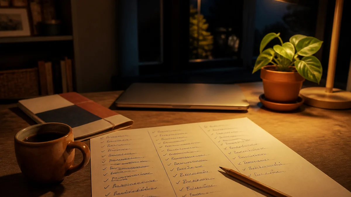 Checklist usages autorisés et interdits posée sur un bureau prof - clarification du cadre IA en classe